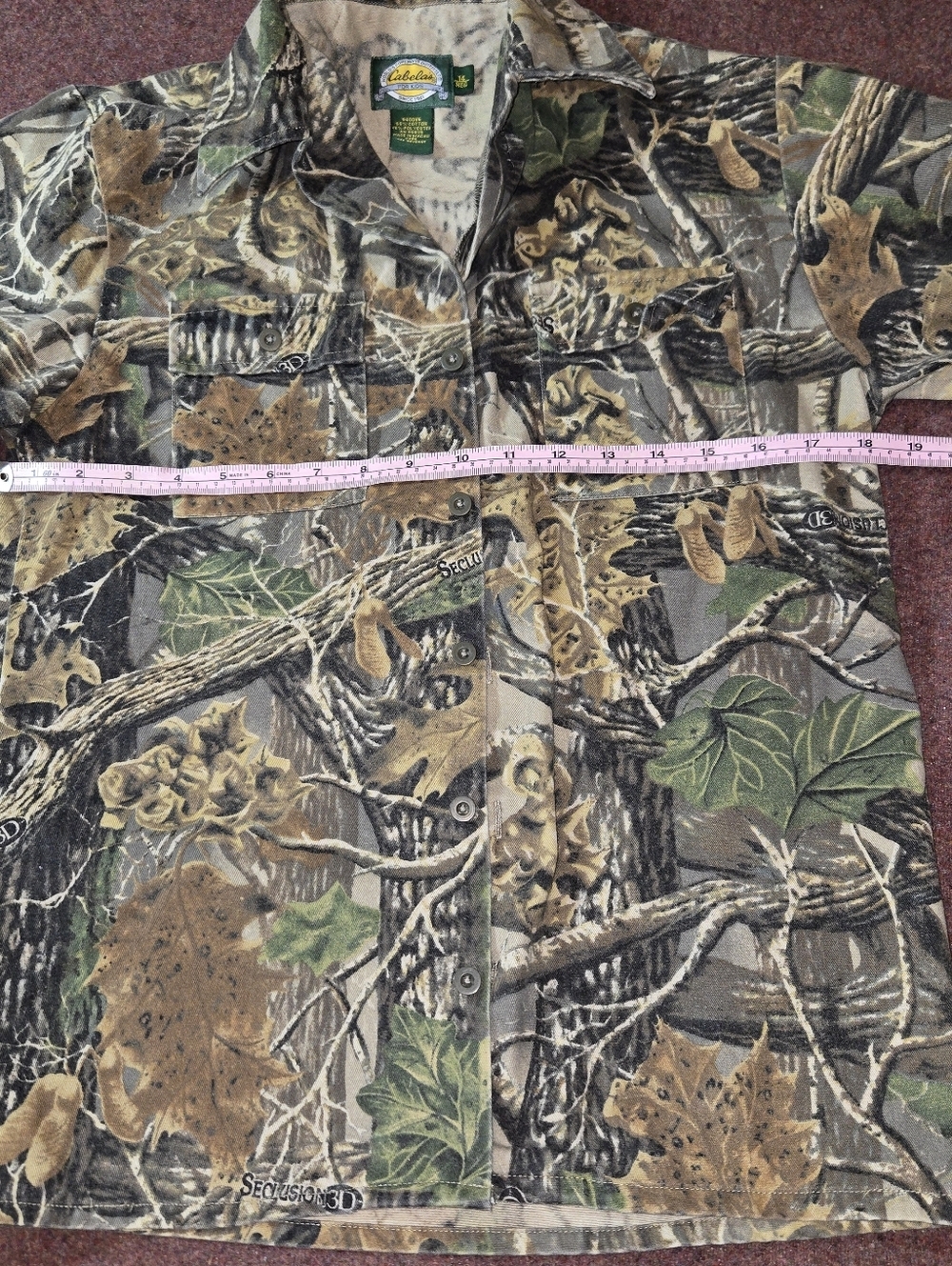 Cabela's Seclusion 3D Camo Long Sleeve Hunting Shirt Youth Size 14Reg - Picture 4 of 7